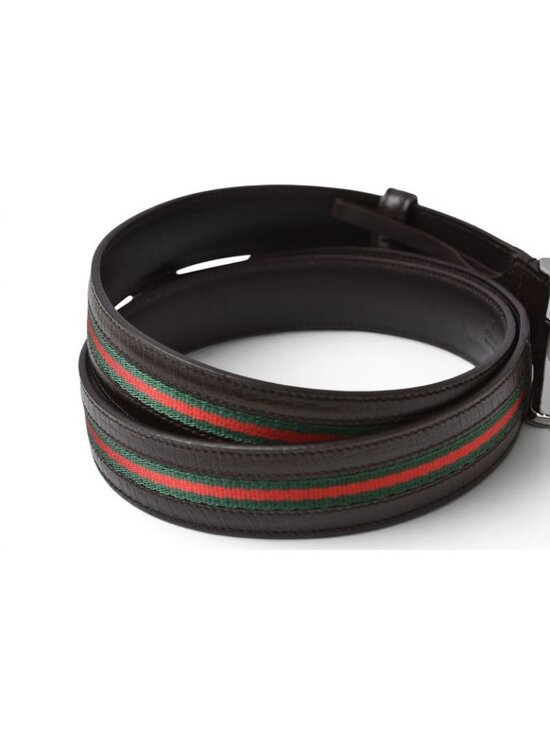 Gucci Belt 95 Leather Sherry Line Dark Brown Green Red main image 6